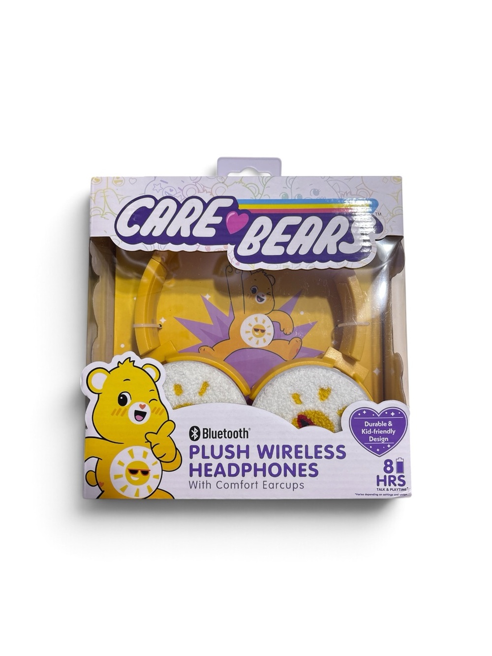 Care Bears Yellow Plush Bluetooth Headphones with White Earcups